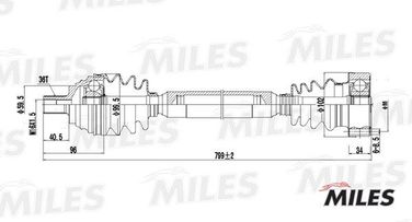 Miles GC02002 Привод в сборе audi a3/golf 1.6 03- прав. - 1