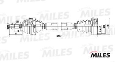 Miles GC02129 Привод в сборе VW g3/passat 1.8-2.0 88-98 прав. - 3