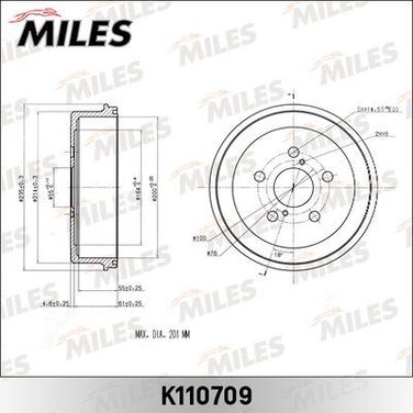 Miles K110709 Барабан тормозной toyota carina e 93-97 - 1