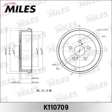 Miles K110709 Барабан тормозной toyota carina e 93-97 - 2