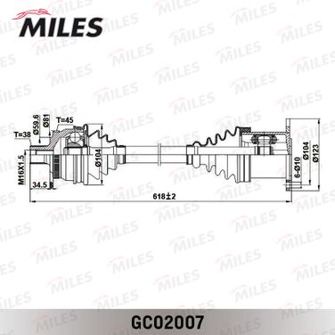 Miles GC02007 Привод передний правый ( пассажирский ) в сборе audi A4 (8e2,b6) +abs. - 3