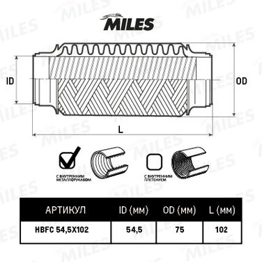 Miles HBFC54.5X102 Труба гофрированная с внутренним металлорукавом 54.5x102 - 3