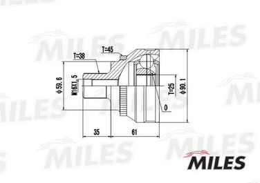 Miles GA20003 Шрус audi 100 1.8-2.4d 82-90 нар.(ABS) - 1