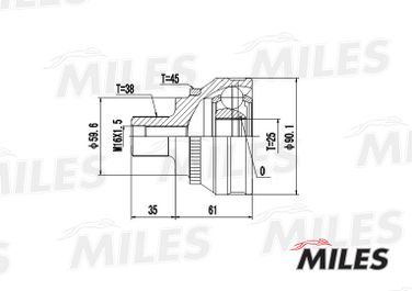 Miles GA20003 Шрус audi 100 1.8-2.4d 82-90 нар.(ABS) - 3