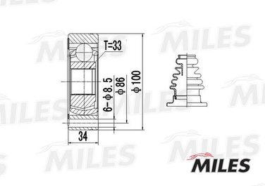 Miles GA10009 Шрус audi a3/vw g2/g3/polo/passat/skoda octavia/seat toledo 1.6-2.8 82- внутр. - 1