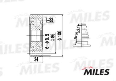 Miles GA10009 Шрус audi a3/vw g2/g3/polo/passat/skoda octavia/seat toledo 1.6-2.8 82- внутр. - 3