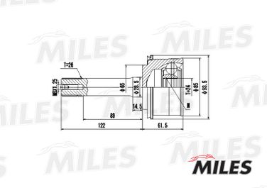 Miles GA20193 Шрус KIA sportage 2.0 94- нар. - 3
