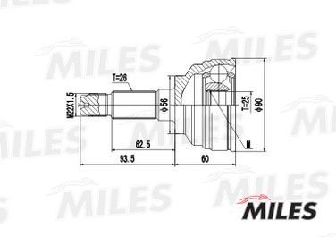 Miles GA20206 Шрус mazada 626/mx-6 1.6-3.0 87-92 нар. - 3