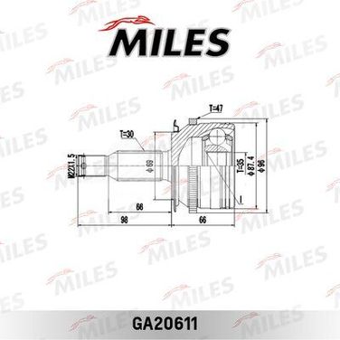 Miles GA20611 Шрус mitsubishi l200 IV 2.5di-d-3.5 05-нар. +abs - 1