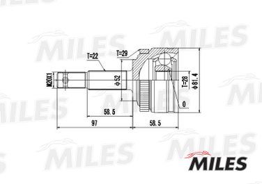 Miles GA20358 Шрус opel corsa 1.0-1.7d 94-01 нар.(ABS) - 3