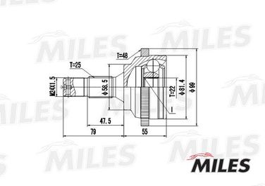 Miles GA20374 Шрус peugeot 206 1.6 00- нар.(ABS) - 1