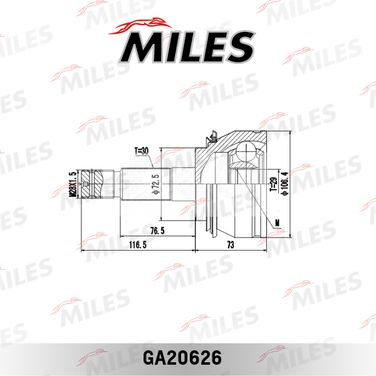 Miles GA20626 Шрус toyota hilux III 2.5d-3.0d 05- нар. - 3