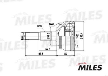 Miles GA20505 Шрус volvo 850/s70/c70/v70 2.0-2.5 91-05 нар.(с кольцом abs) - 1