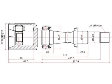 SAT TO653 Шрус внутренний FR RH toyota harrier mcu3#/kluger mcu3# 03-07/lexus es250/350/300h 12- - 2