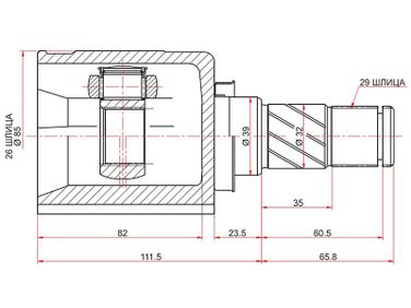 SAT NI722 Шрус внутренний LH nissan x-trail t30/teana j31/presage U31 - 2