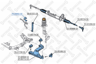 Stellox 79-00092-SX Втулка стабилизатора переднего d23 Opel - 1