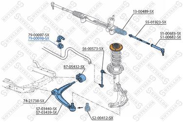 Stellox 79-00098-SX Втулка стабилизатора переднего d24 Opel - 1