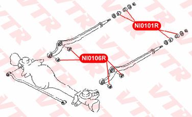 VTR NI0106RP Сайлентблок продольного рычага передней подвески, передний - 2