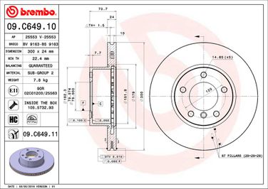 Brembo 09.C649.11 Диск тормозной UV Coated | зад | - 2
