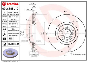 Brembo 09.C895.11 Диск тормозной UV Coated | перед | - 2