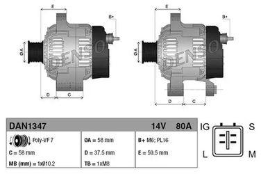 Denso DAN1347 Генератор - 1