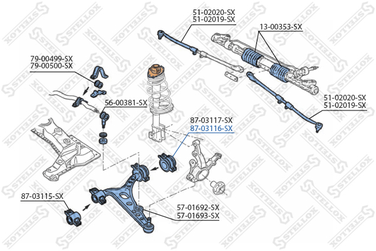 Stellox 87-03116-SX С/б рычага зад. п. Fiat Tempra all 87-9 | перед прав | - 2