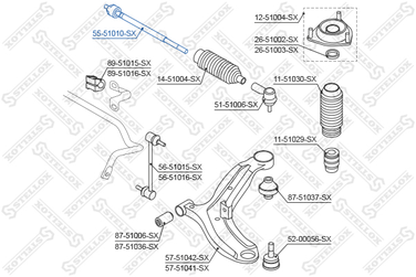 Stellox 55-51010-SX Тяга рул. л.+п. c г/у Hyundai Getz 02> | перед прав/лев | - 1