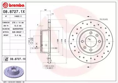 Brembo 08.8727.1X Диск тормозной Xtra | зад | - 1