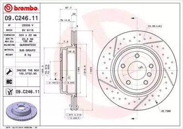 Brembo 09.C246.11 Тормозной диск | зад | - 1