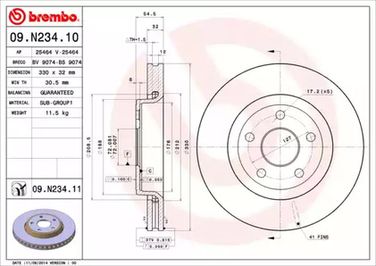 Brembo 09.N234.11 Диск тормозной UV Coated | перед | - 1