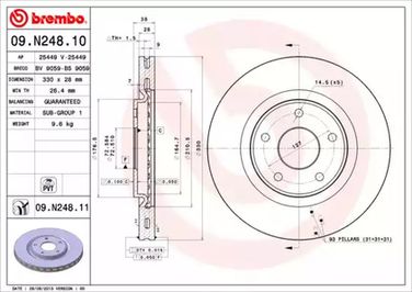 Brembo 09.N248.11 Диск тормозной UV Coated | перед | - 1