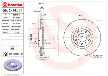 Brembo 09.C495.11 Диск тормозной UV Coated | перед | - 2