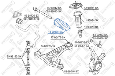 Stellox 14-98038-SX Пыльник рейки рул. Opel Astra G/Astra h | перед прав/лев | - 2