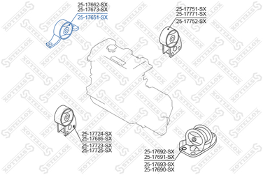 Stellox 25-17651-SX Подушка двигателя правая Nissan Murano - 2