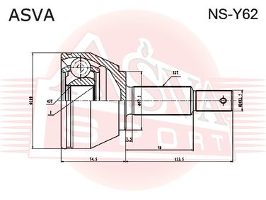 Asva NS-Y62 Шрус внешний | перед | - 2