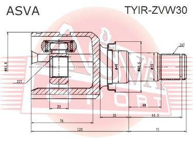 Asva TYIR-ZVW30 Шрус внутренний | перед прав | - 2