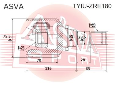 Asva TYIU-ZRE180 Шрус внутренний | перед лев | - 2