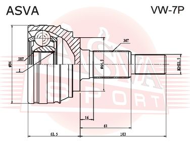 Asva VW-7P Шрус внешний | перед | - 2
