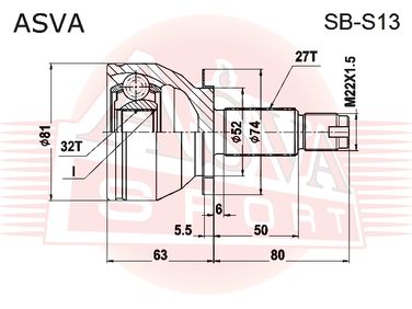 Asva SB-S13 Шрус внешний | перед | - 2