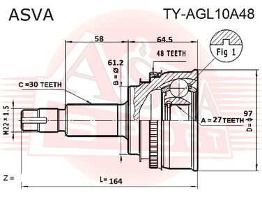 Asva TY-AGL10A48 Шрус внешний | перед прав/лев | - 2