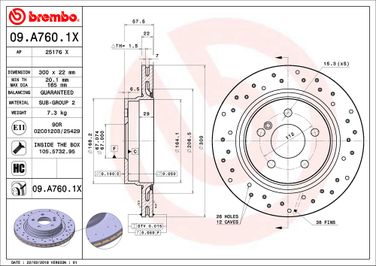 Brembo 09.A760.1X Диск тормозной Xtra | зад | - 2