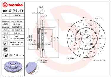 Brembo 09.C171.1X Диск тормозной Xtra | перед | - 2