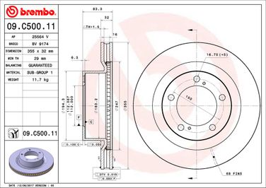 Brembo 09.C500.11 Диск тормозной UV Coated | перед | - 2