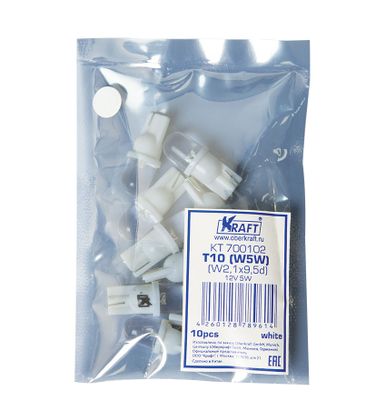 KRAFT KT 700102 Светодиодная лампа T10 W5W (W2.1x9.5d) 12v White - 1