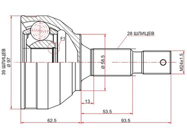 SAT CT264 Шрус наружный citroen c5/jumpy 08-/fiat scudo 07-/peugeot expert 07- - 2