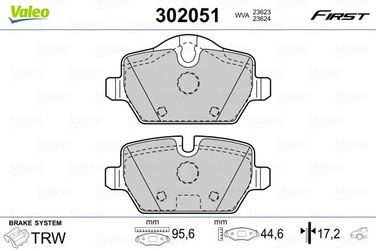 Valeo 302051 Колодки тормозные | зад | - 2