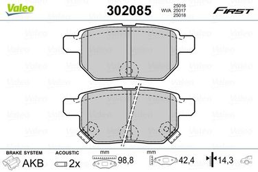 Valeo 302085 Колодки тормозные | зад | - 2