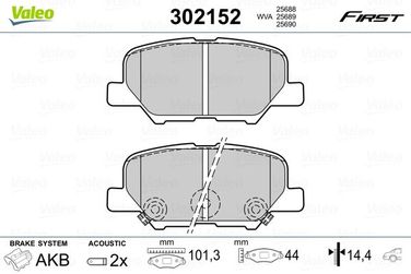 Valeo 302152 Колодки тормозные | зад | - 2