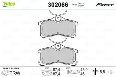 Valeo 302066 Колодки тормозные | зад | - 2
