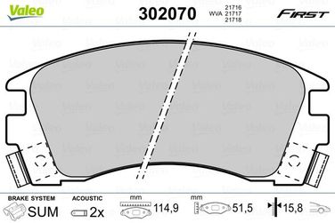 Valeo 302070 Колодки тормозные | перед | - 2